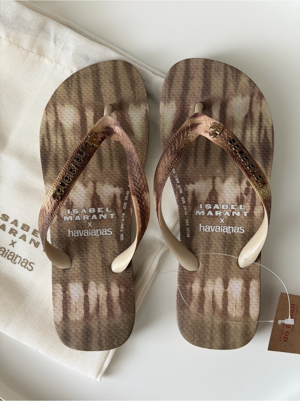 NEW! Isabel Marant x Havaianas Brown Tie-Dye Flip Flops